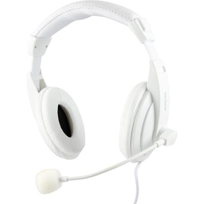 Deltaco Headset HL56V, mikrofoni ja äänensäätö, 2m, valk.